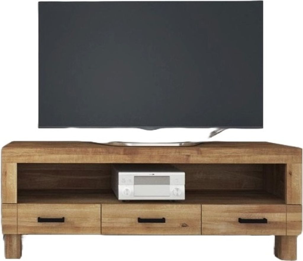 TV-Board Ringo aus Wildeiche massiv 158x45x61 cm mit 3 Schubladen