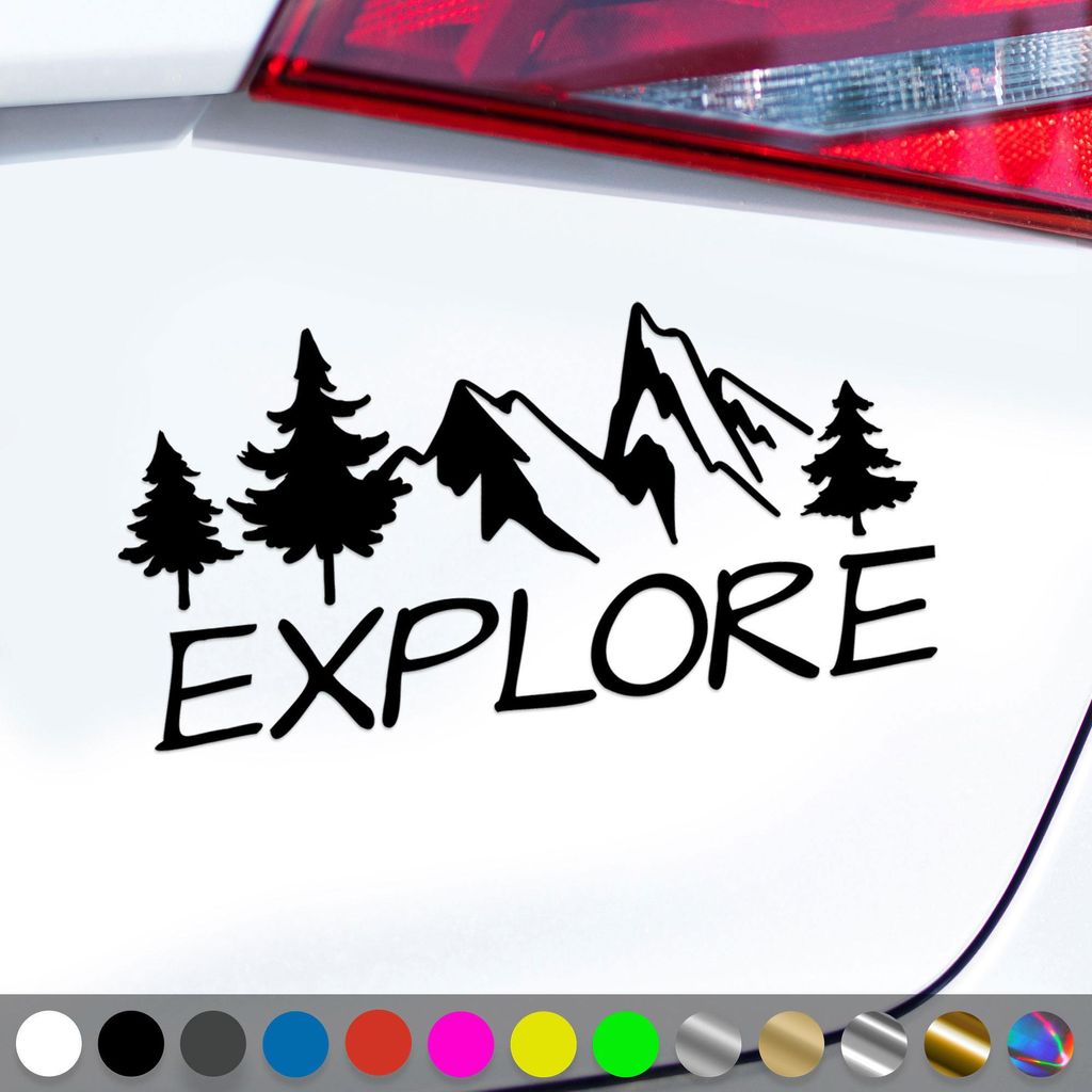 PantherPixel Camping Aufkleber Erkunden Entdecken Reisen Explore Sticker Auto Geschenkidee Farbe Schwarz