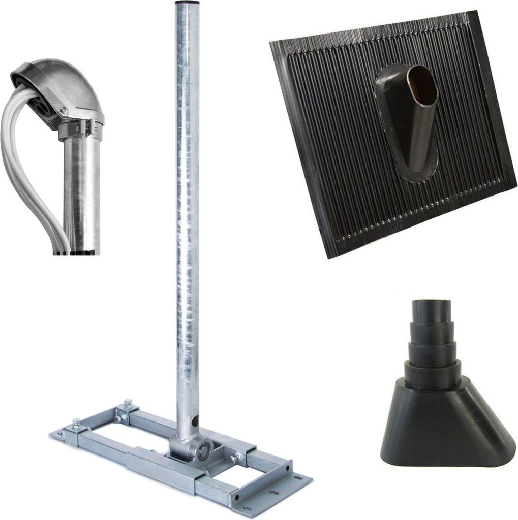 PremiumX DELUXE X90-48 Dachsparrenhalter 90cm Mast Kappe Dachabdeckung schwarz