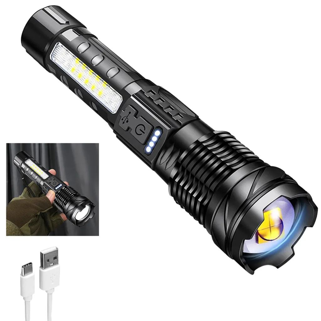 Taschenlampe 30W Taschenlampe, taktische LED-Taschenlampe, 7 Lichtmodi, wasserdicht