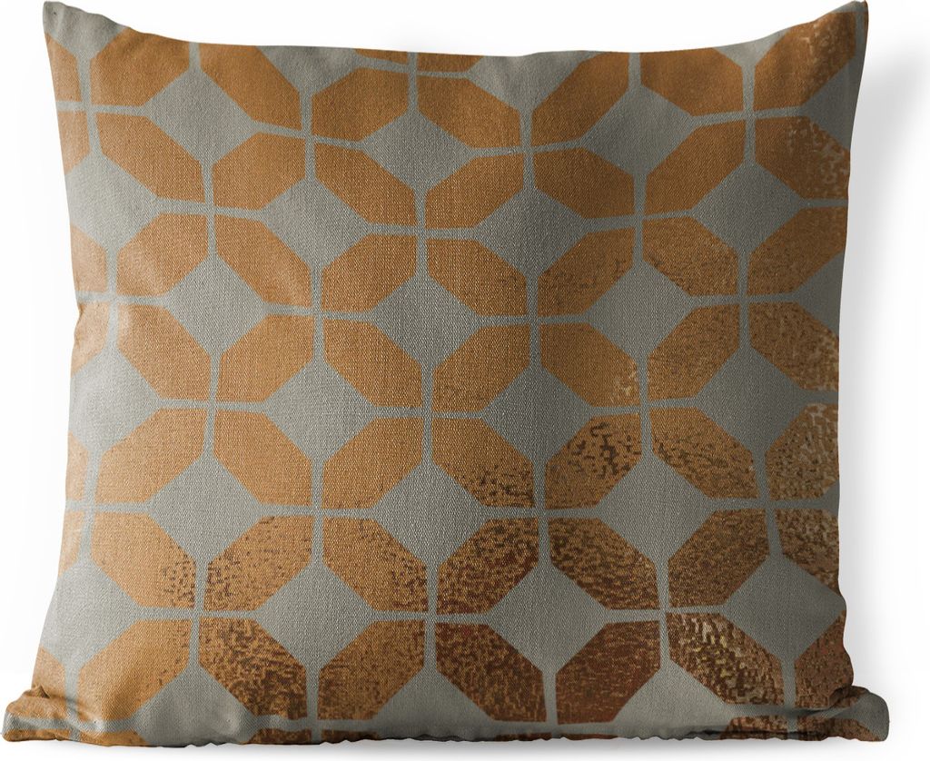 MuchoWow Outdoor Kissen - Muster - Luxus - Gold - Grau - 60x60 cm - Wetterfest - Lounge Kissen - Dekoration - Schlaf Kissen