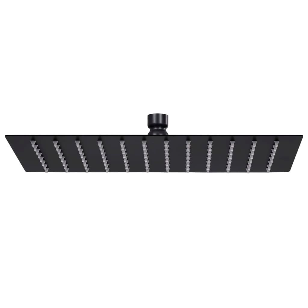 vidaXL Regenbrause Edelstahl 30x20 cm Rechteckig Schwarz Produktbild 