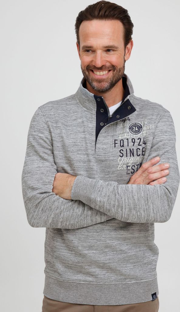 FQ1924 FQGudmund Troyer Herren Sweatshirt Pullover Sweater mit Stehkragen mit Reißverschluss und Druckknöpfen