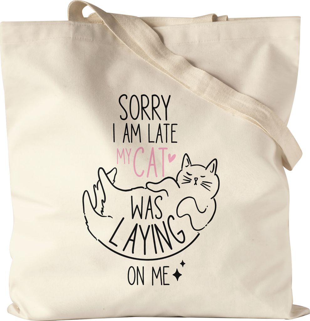 Sorry I am Late Jutebeutel Katzenliebhaber Cat-Mom Katzen-Mama