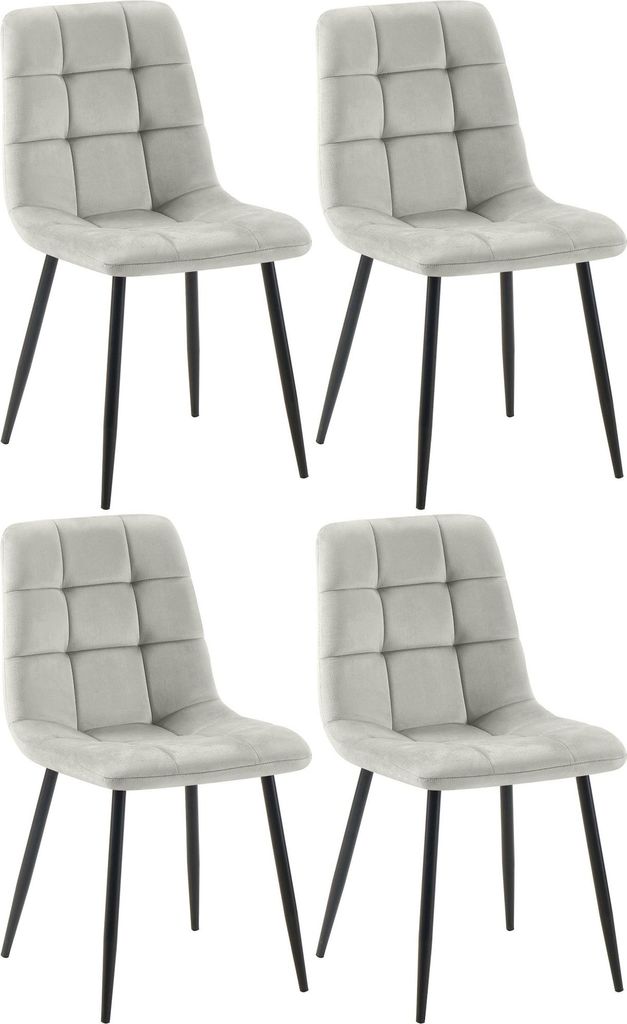 4er Set Esszimmerstuhl FIGAD - Samt Grau 45x55x84 cm | Essstühle Esszimmerstühle Küchenstühle Wohnzimmerstühle