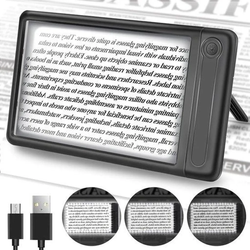 Loupe Portable LED 5x Mains Libres - Grande Loupe de Lecture avec Support