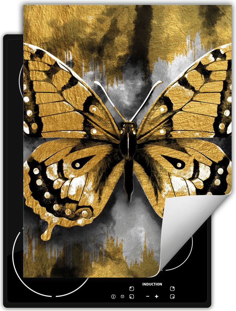 DarHaus Herdabdeckplatte Einteilig Küche Abdeckplatte für Glaskeramikfeld Abdeckung Induktionskochfeld Aufrollbare Matte 40x52 cm, gold - Schmett...