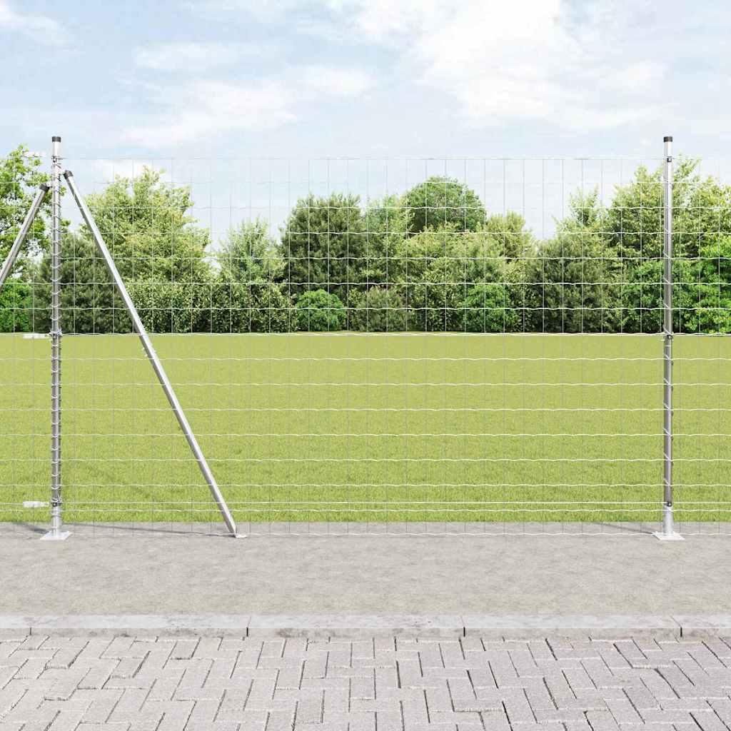 vidaXL Zaun mit Pfosten Silber 1,5 x 10 m Stahl