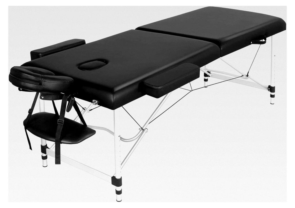 Mobile Massageliege 70 cm Breite Alu Massagetisch Höhenverstellbar 2 Zonen Klappbar mit Tragetasche und Kopfstütze bis 250 kg belastbar