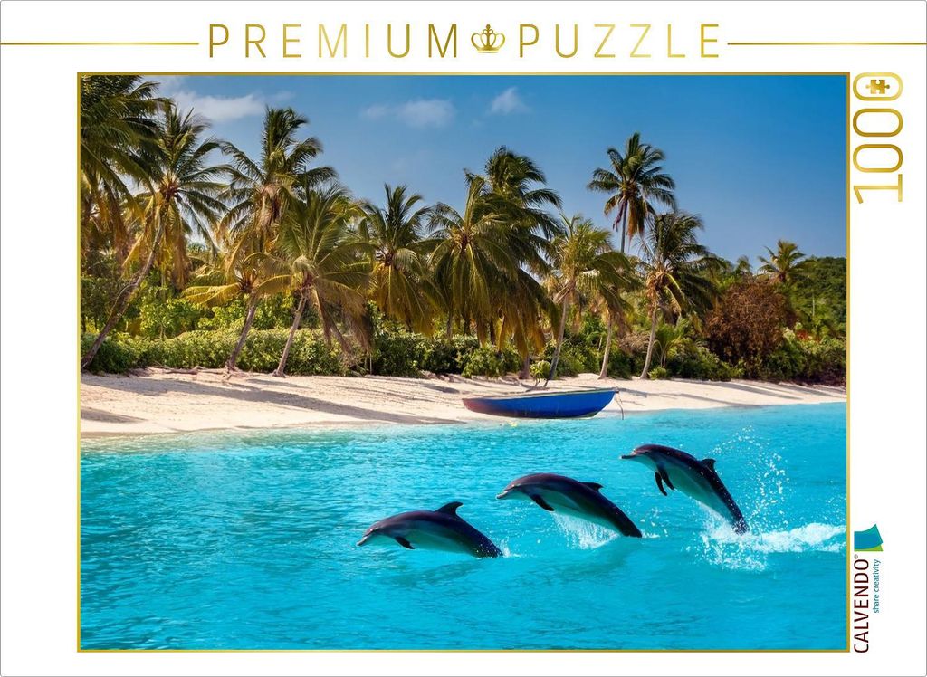 CALVENDO Puzzle Delfine - anmutige Springer | 1000 Teile Lege-Größe 64x48cm Foto-Puzzle für glückliche Stunden