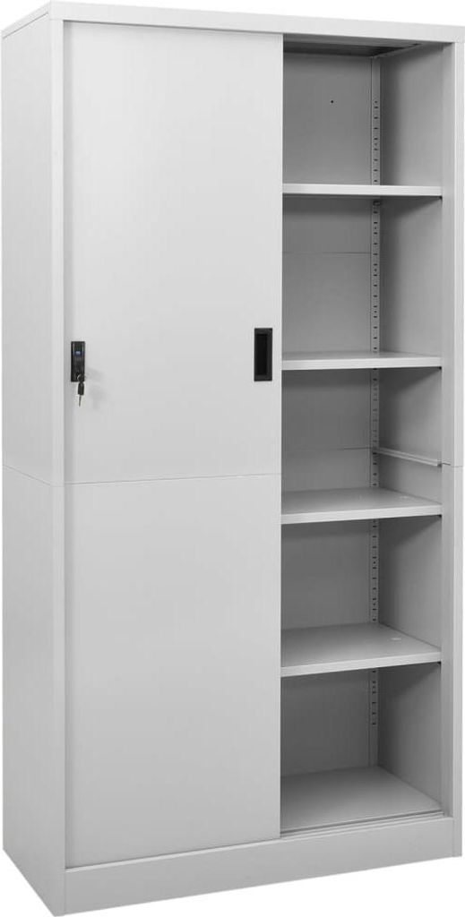 vidaXL Büroschrank mit Schiebetür Hellgrau 90x40x180 cm Stahl