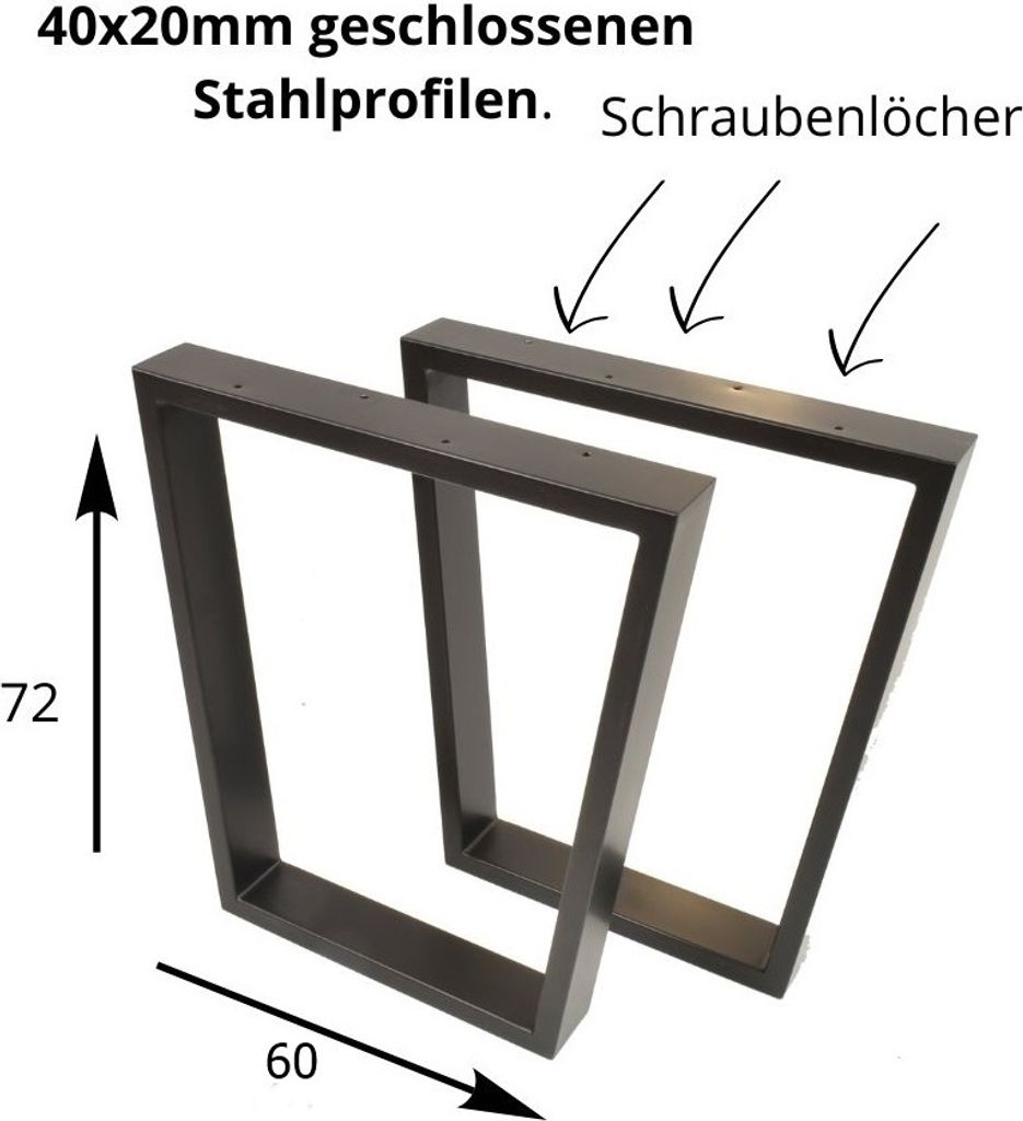 2 X Tischgestell 60x72 cm Handgemachte Beine Tischbeine Produktbild 