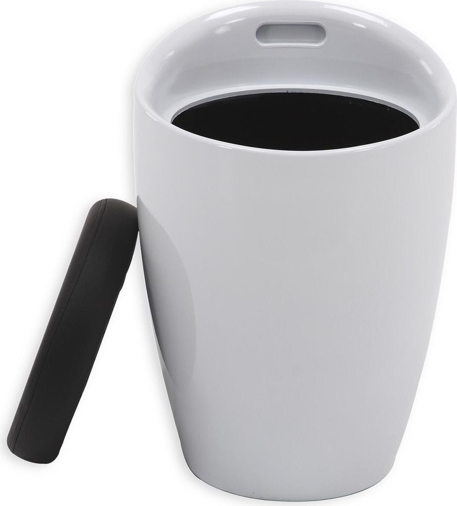 Sitzhocker DANIEL mit Stauraum, Weiß/Schwarz - Produktbild 