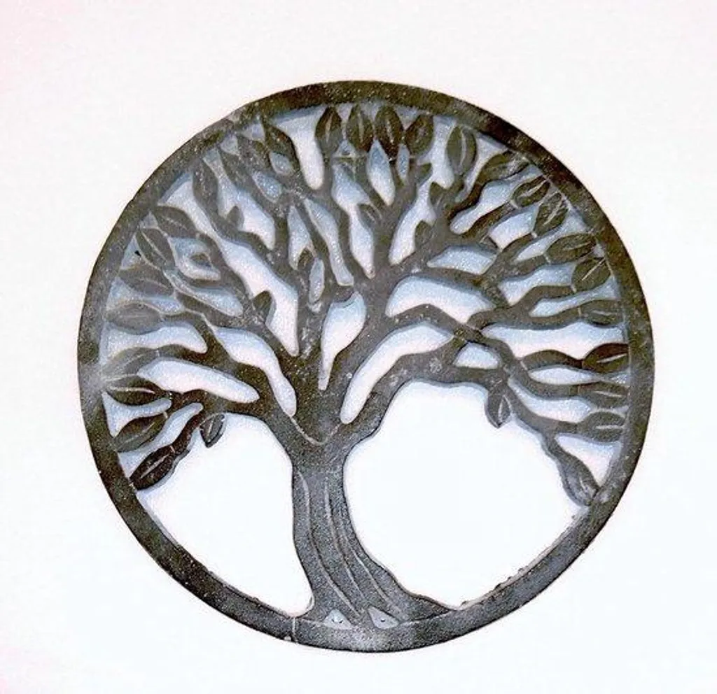 Arbre décoratif en fonte grise - Statuette de table style industriel chic