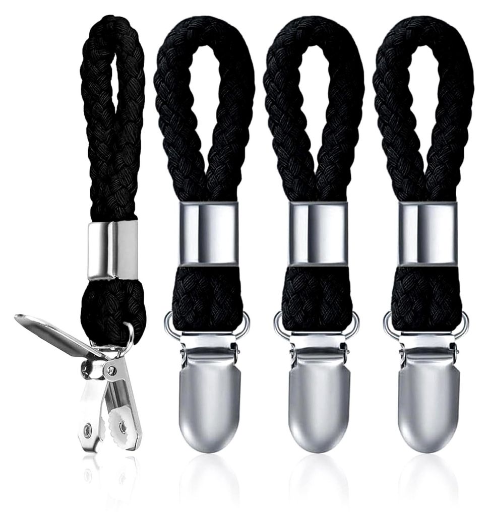 Handtuchklammern, 4 Stück Handtuchclips mit Schlaufen in Schwarz