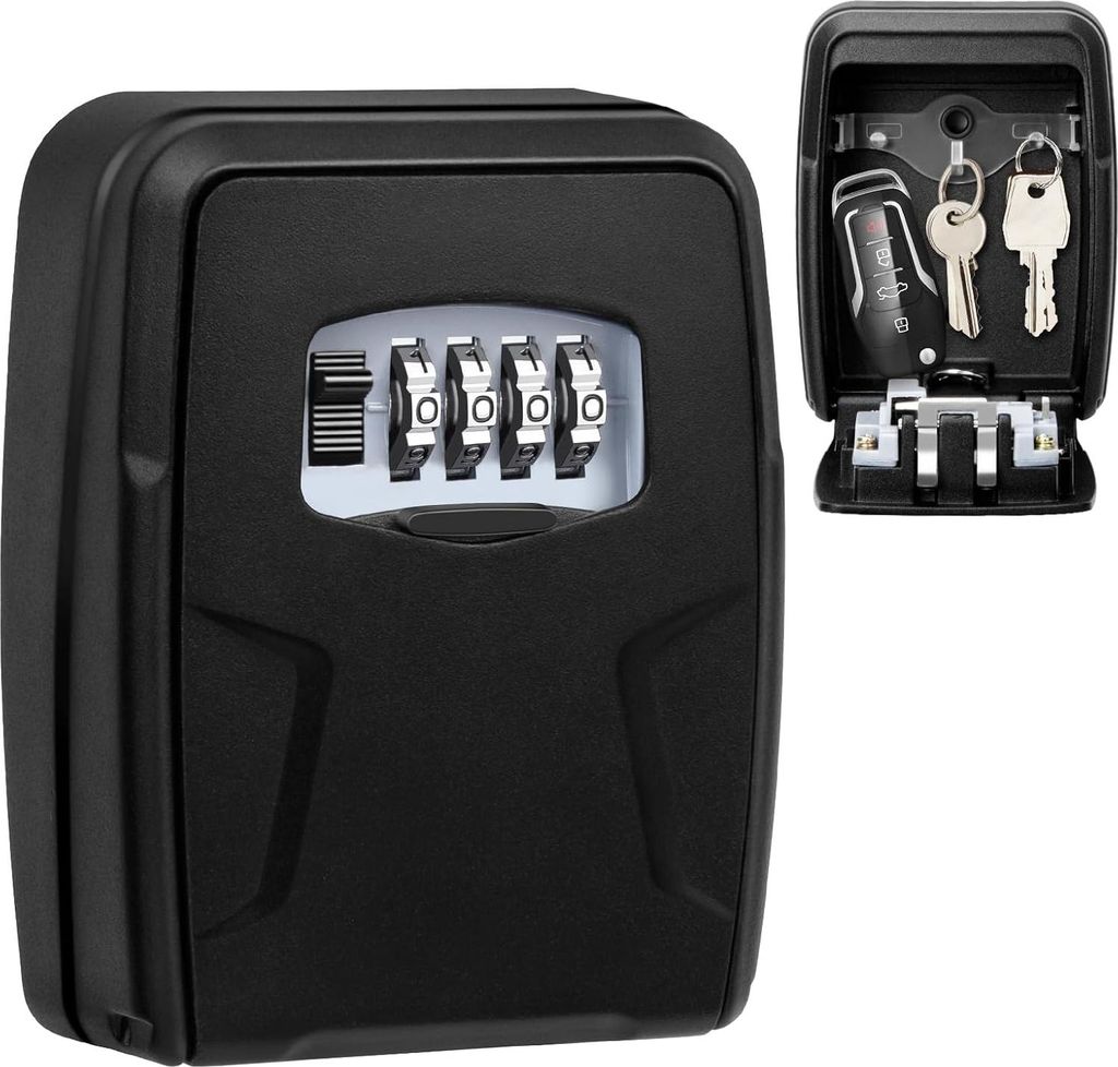 Wandmontage 4-stellige Kombinationsschlüsselbox - wasserdicht und rostbeständig - für außen - sichere Schlüsselbox für Zuhause, Garage, Büro...