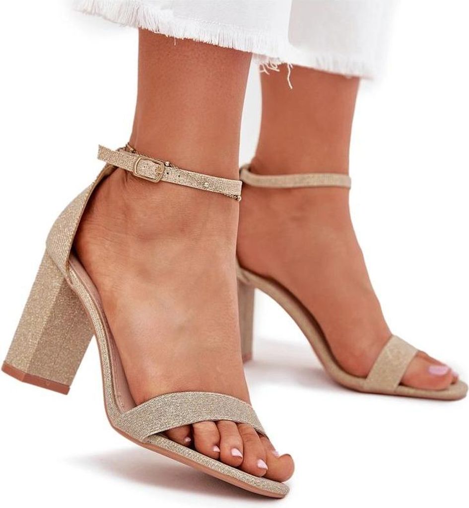 Glänzende Damen Sandalen Mit Absatz Gold Kavina 40