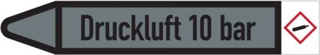 Dreifke Aufkleber I RKZ-Etikett Druckluft 10 bar, links, DIN, grau/schwarz, ...