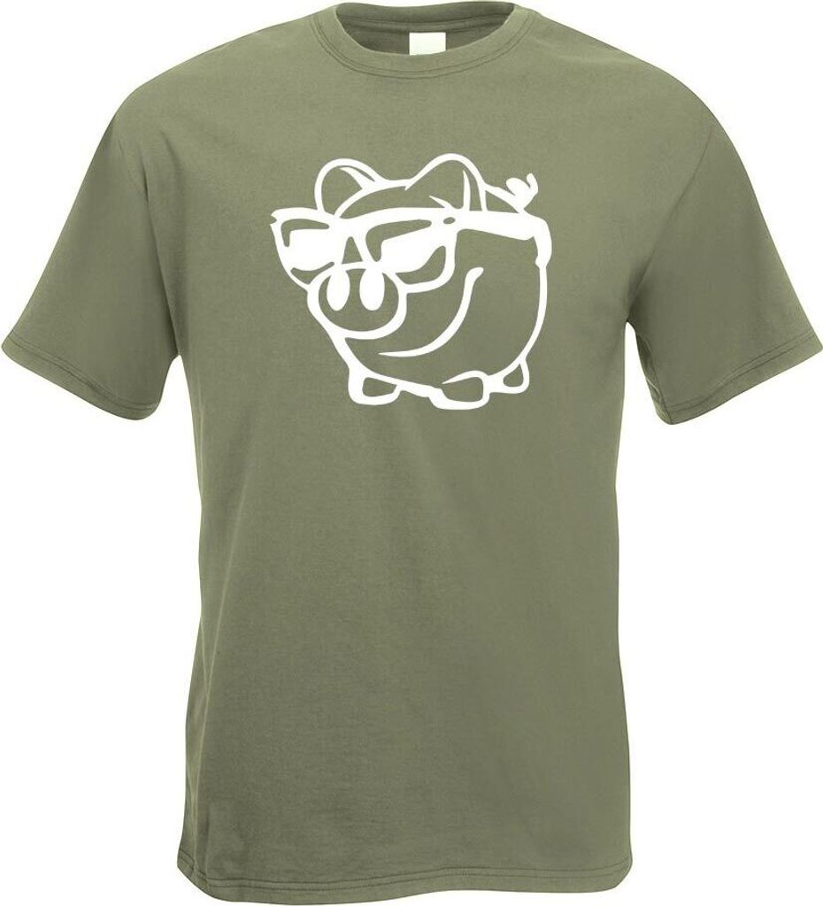Kiwistar - T-Shirt - Olive - Sparschwein Spardose Motiv Bedruckt Funshirt Design Print - mit Motiv Bedruckt - Funshirt Design - Sport - Freizeit - ...