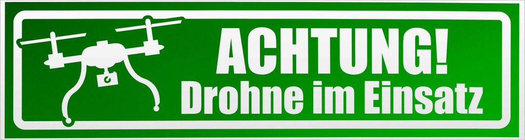 Kiwistar Achtung Drohne im Einsatz invertiert Magnetschild Schild magnetisch - 20cm Grün - reflektierend - Magnetfolie für Auto PKW Kfz