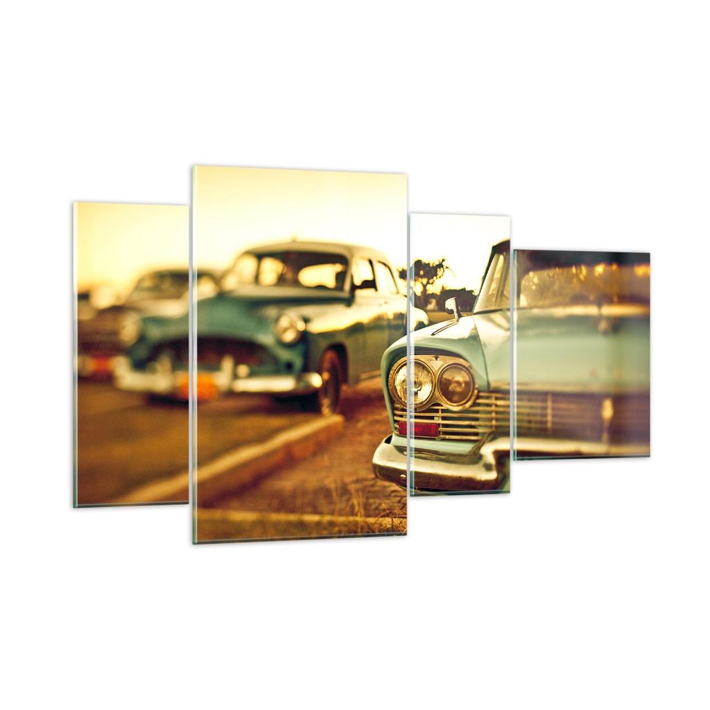 Bilder auf glas - Auto Kuba Klassiker - 120x70cm - Glasbilder - Wandbilder - Kunstdruck - zum Aufhängen bereit - Wanddekoration aus Glas - Glas Bi...