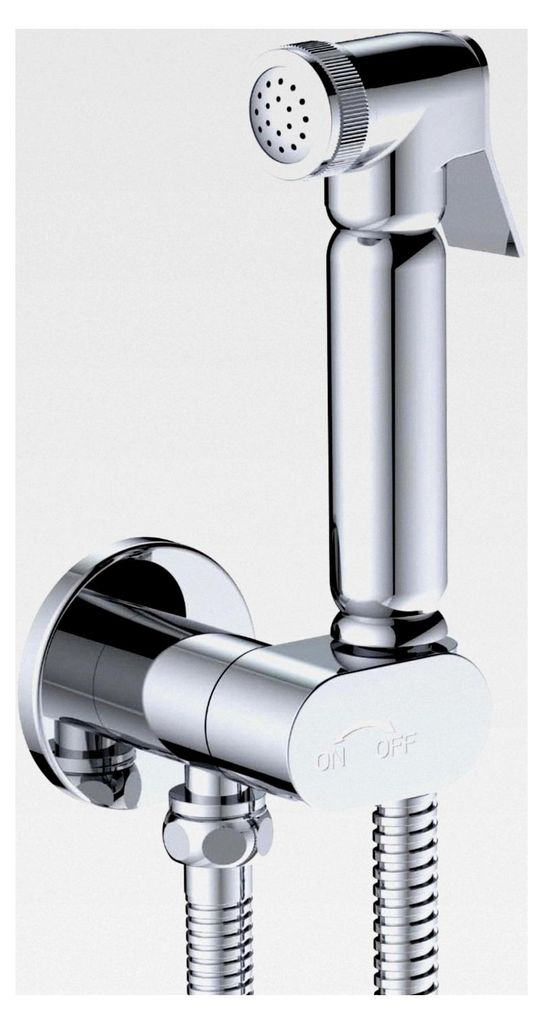 WC-Handbrause aus Messing, Komplettset mit G1/2’’ Ventil, 120 cm Schlauch, Chrom – geeignet für WC und Bidet