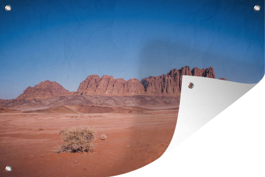 MuchoWow 120x80 cm Outdoor-Poster Gartendeko Sichtschutz Garten Poster für den Garten Strahlend blauer Himmel über der roten Wüste in Wadi Rum