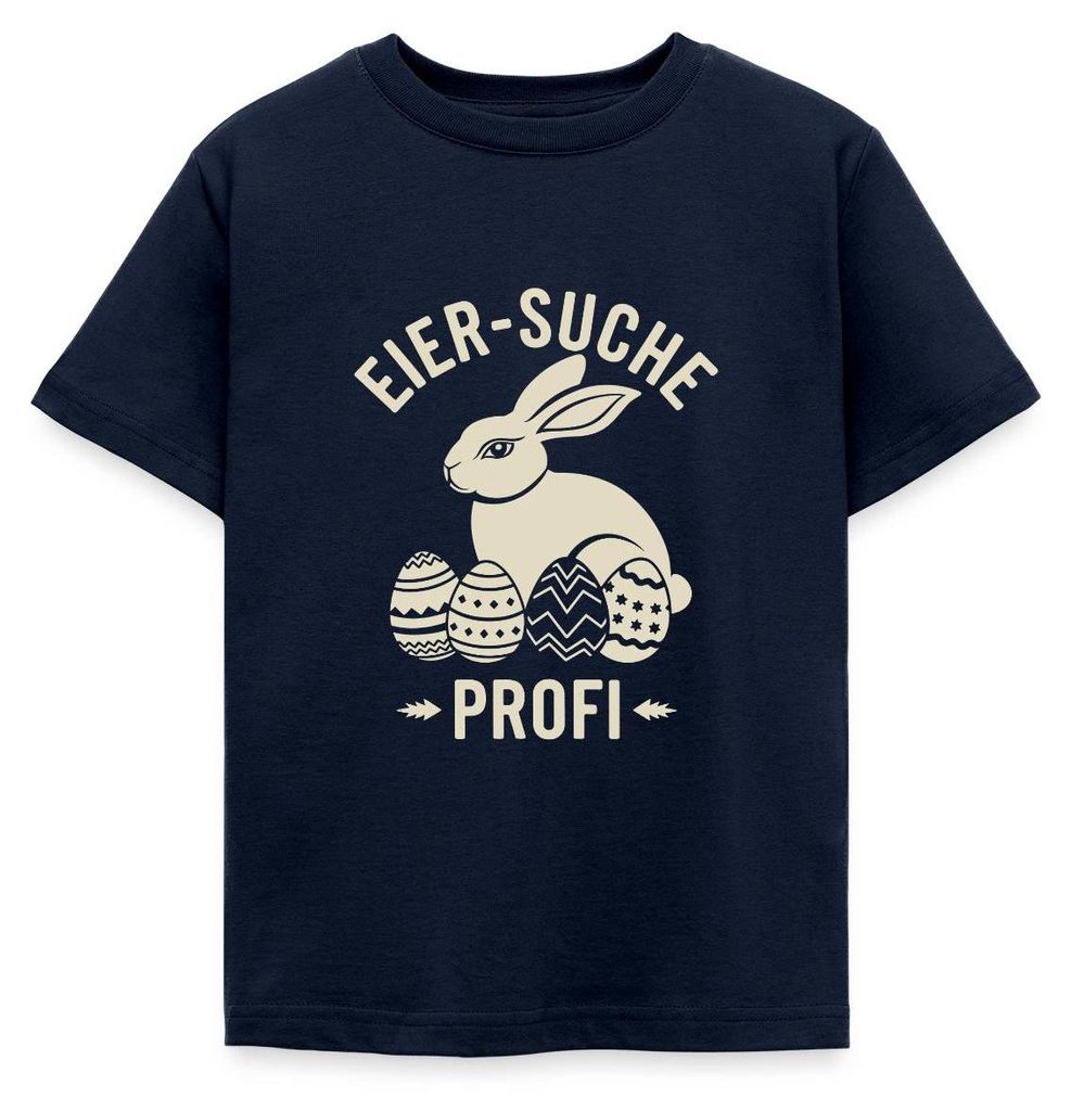 Spreadshirt Eier-Suche-Profi Osterhase Mit Ostereiern Kinder T-Shirt, 110/116 (5-6 Jahre), Navy