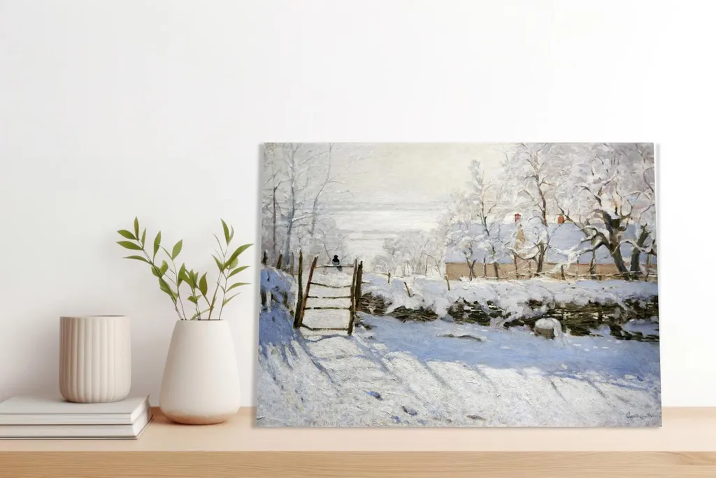 Tableau Monet The Magpie 100x70, impression haute qualité sur toile de lin - 4