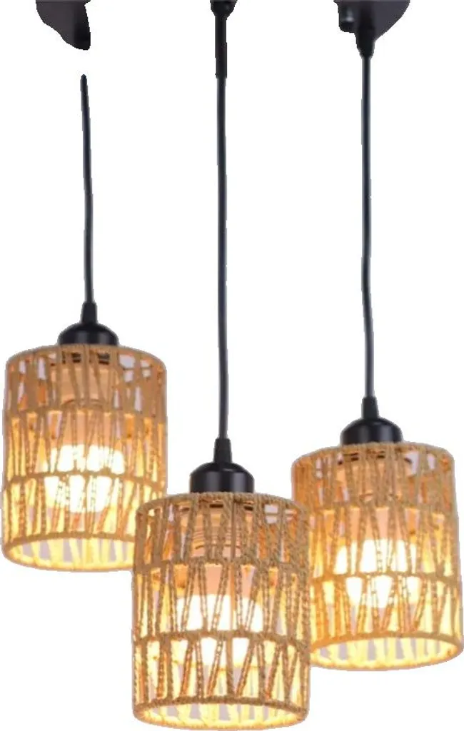 Lustre en corde chanvre durable style bohème bronze facile à installer