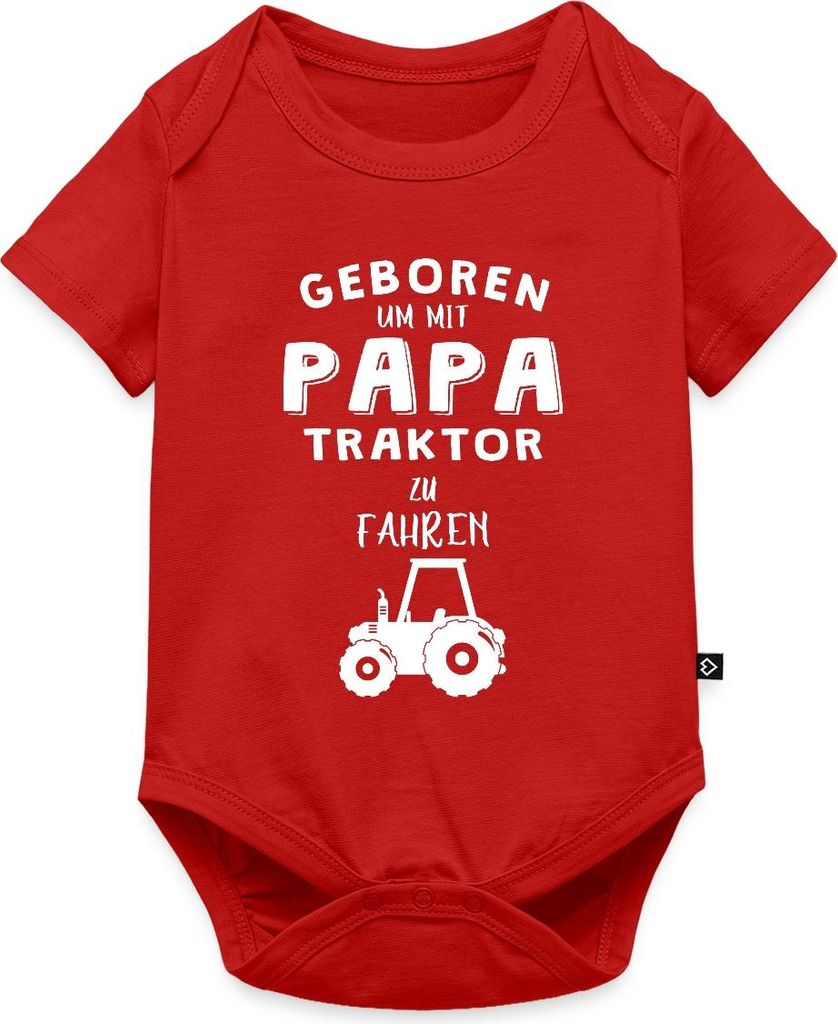 Spreadshirt Geboren Um Mit Papa Traktor Zu Fahren Kurzarm Tages Baby Body, 86 (12-18 M.), Rot