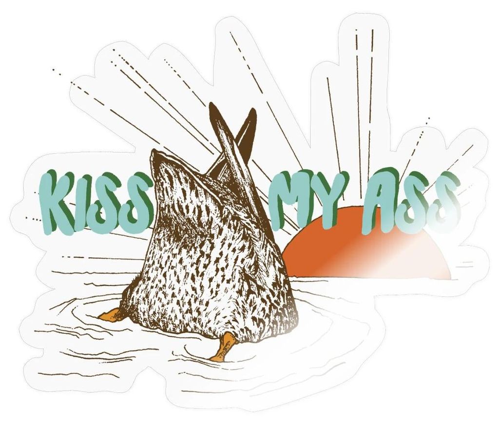 Spreadshirt Kiss My Ass | Freche Ente Humor Sticker Aufkleber, 10 x 10 cm, Transparent glänzend