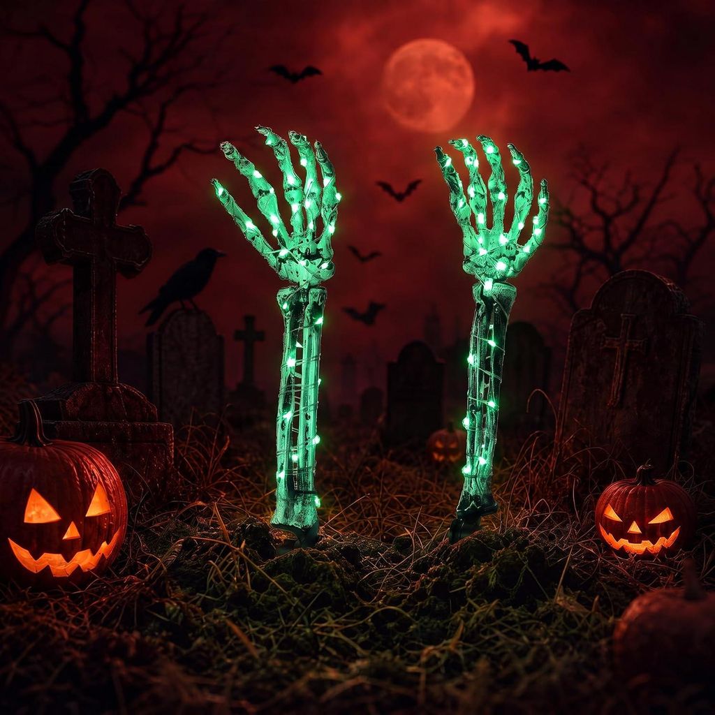 2er Halloween Dekorationen, Batterien Skelett‑Arm Produktbild 