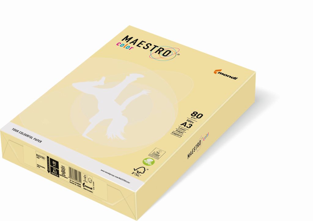 MAESTRO COLOR 9417-YE23B80B Kopierpapier MAESTRO Color Pastell, A3, 80g/m², 500 Blatt, gelb
