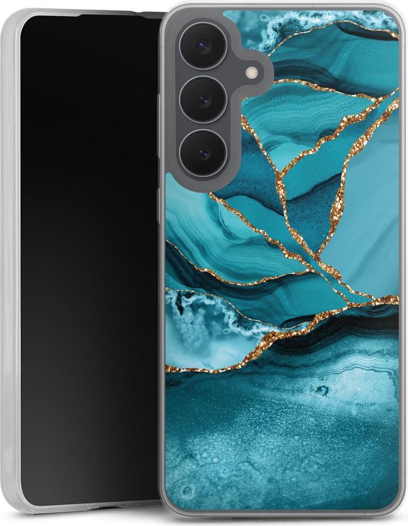 DeinDesign Slim Hülle für Samsung Galaxy S25 FE Silikon Case Ultra Dünn Handyhülle Edelstein Glitzer Look Marmor