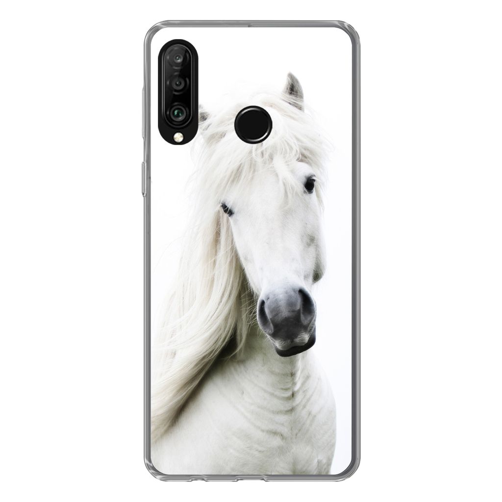 MuchoWow Handyhülle Schutzhülle Hülle für Huawei P30 Lite Pferde - Nutztiere - Mähnen Silikon Softcase Handy Hülle - Handyhülle