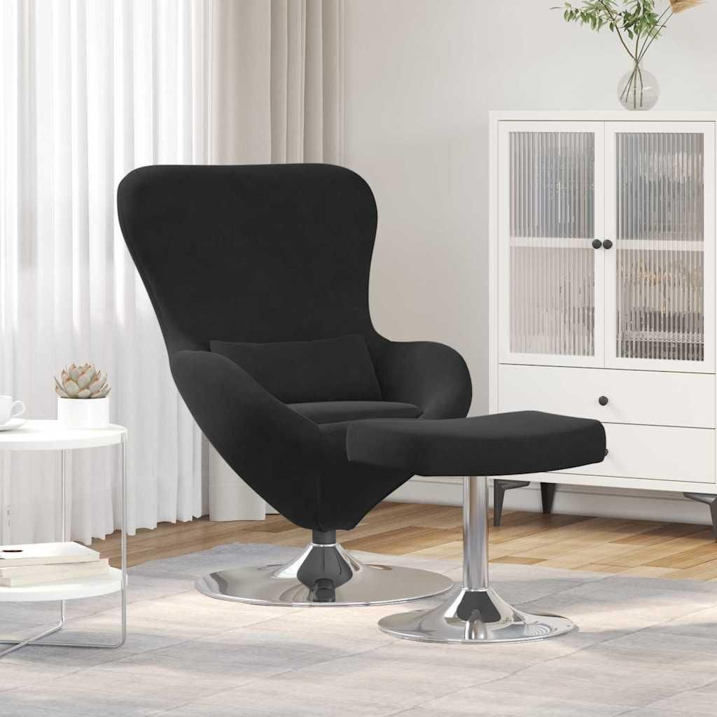 "2026 Moderne"Eierstuhl (1 PC) - Loungesessel/Einzelsessel - für Wohnzimmer - mit Fußhocker Schwarz Samt - Fernseh- & Relaxsessel Schlussverkauf6...
