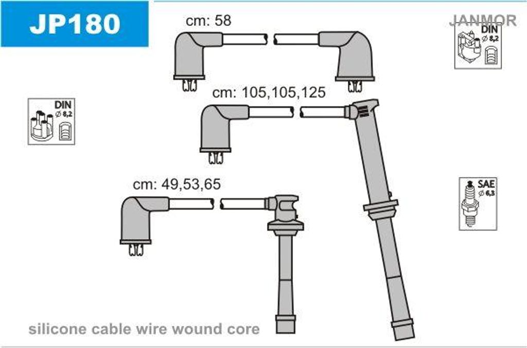 JANMOR JP180 Zündkabelsatz OE ZE3118140 kompatibel mit Xedos 6