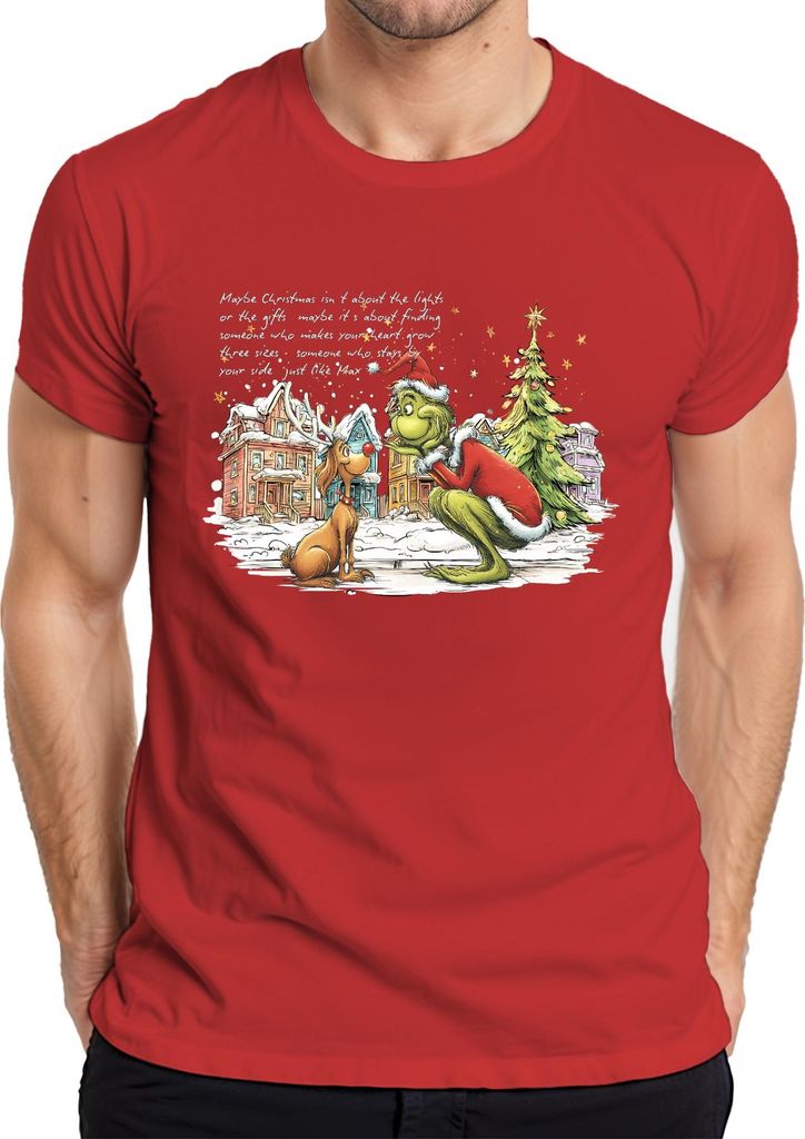 Grinch Max Weihnachten Maybe Christmas makes your heart grow Herren T-Shirt, Rot, M