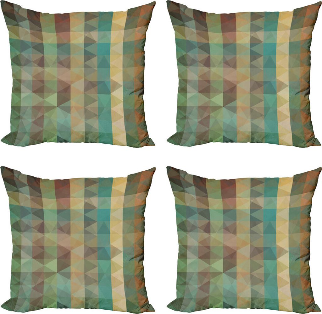 ABAKUHAUS Salbei Kissenbezug Set (4 Stück), Triangles Mosaik Retro, Moderner Doppelseitiger Digitaldruck, 50 cm x 50 cm, Mehrfarbig