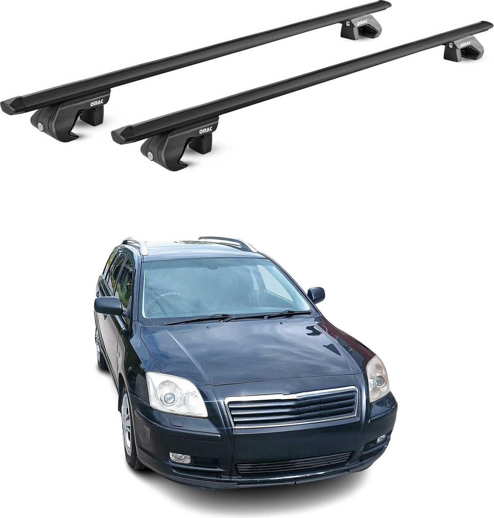 Dachträger für Toyota Avensis mk1 Kombi 1997-2003 5 tür 90kg Alu Schwarz 2x ABE