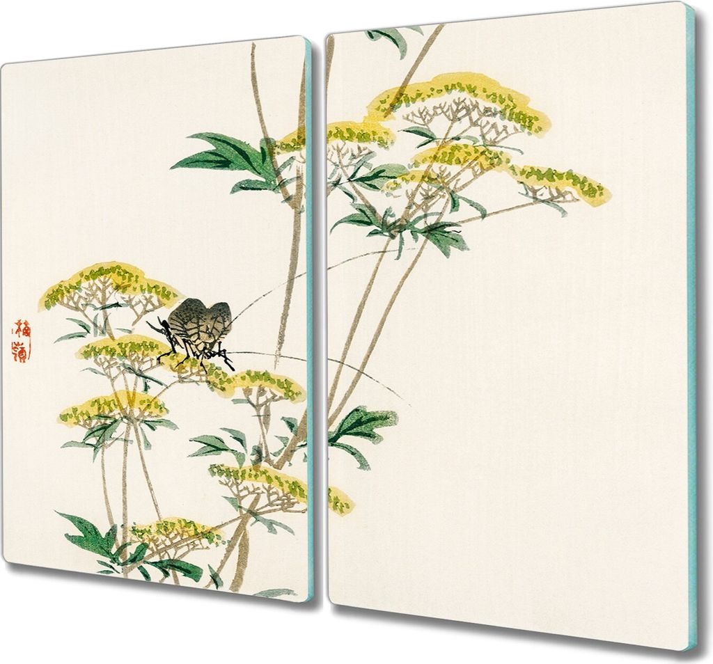 Coloray Herdabdeckplatte 2x30x52 cm Schneidebrett Kochplattenabdeckung Küchenbrett Hackbrett - Zweige der Blumen