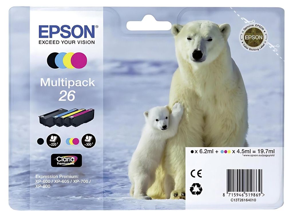 Epson Polar bear 4-farebný atrament Claria Premium 26 Obrázok produktu 