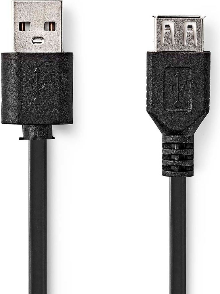 Nedis USB-Kabel / USB 2.0 / USB-A Stecker / USB-A Buchse / 480 Mbps / Vernickelt / 3.00 m / Rund / PVC / Schwarz / Box