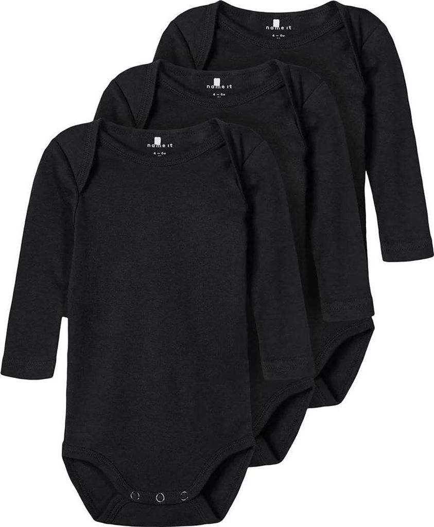 Name It Solid Langarm-body 3 Einheiten Schwarz 6 Months Jungen,Mädchen Schwarz 6 Months
