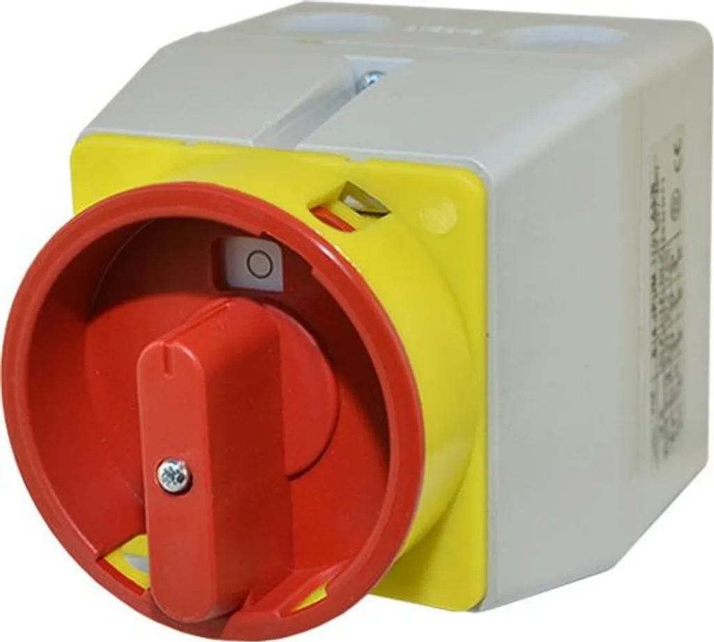 Commutateur rotatif cadenassable IP65 16A avec bouton de sécurité rouge