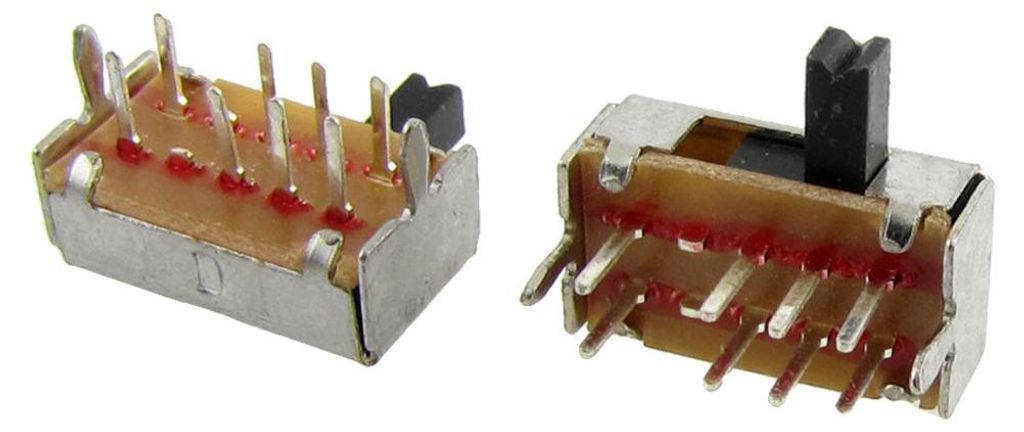 10x 4mm Knopf PCB 8 Pin 3 Position 2P3T DP3T Schiebeschalter 0.5A 50V DC de