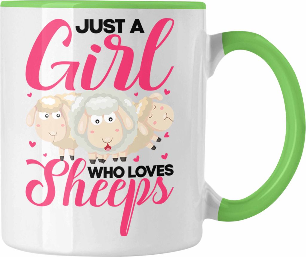 Trendation - Just A Girl Who Loves Sheeps Tasse Geschenk Schaafe Spruch (Grün)