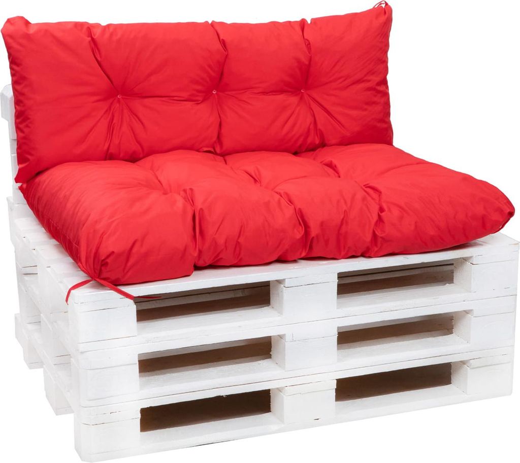 Palettenkissen Set Rot – Sitzkissen 120×60 cm & Rückenlehne 120×40 cm für Palettensofa, Terrasse und Gartenlounge
