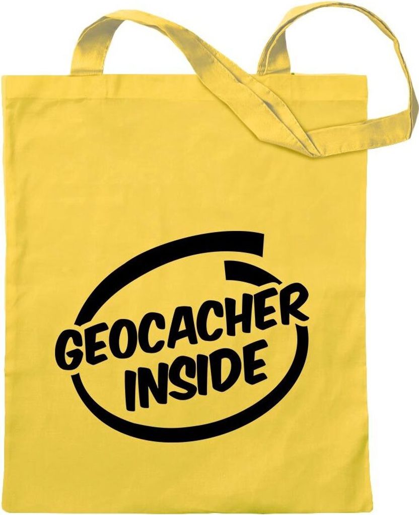 Kiwistar - Baumwolltasche - gelb - Geocacher inside - Tragetasche Stoffbeutel Umhängetasche langer Henkel
